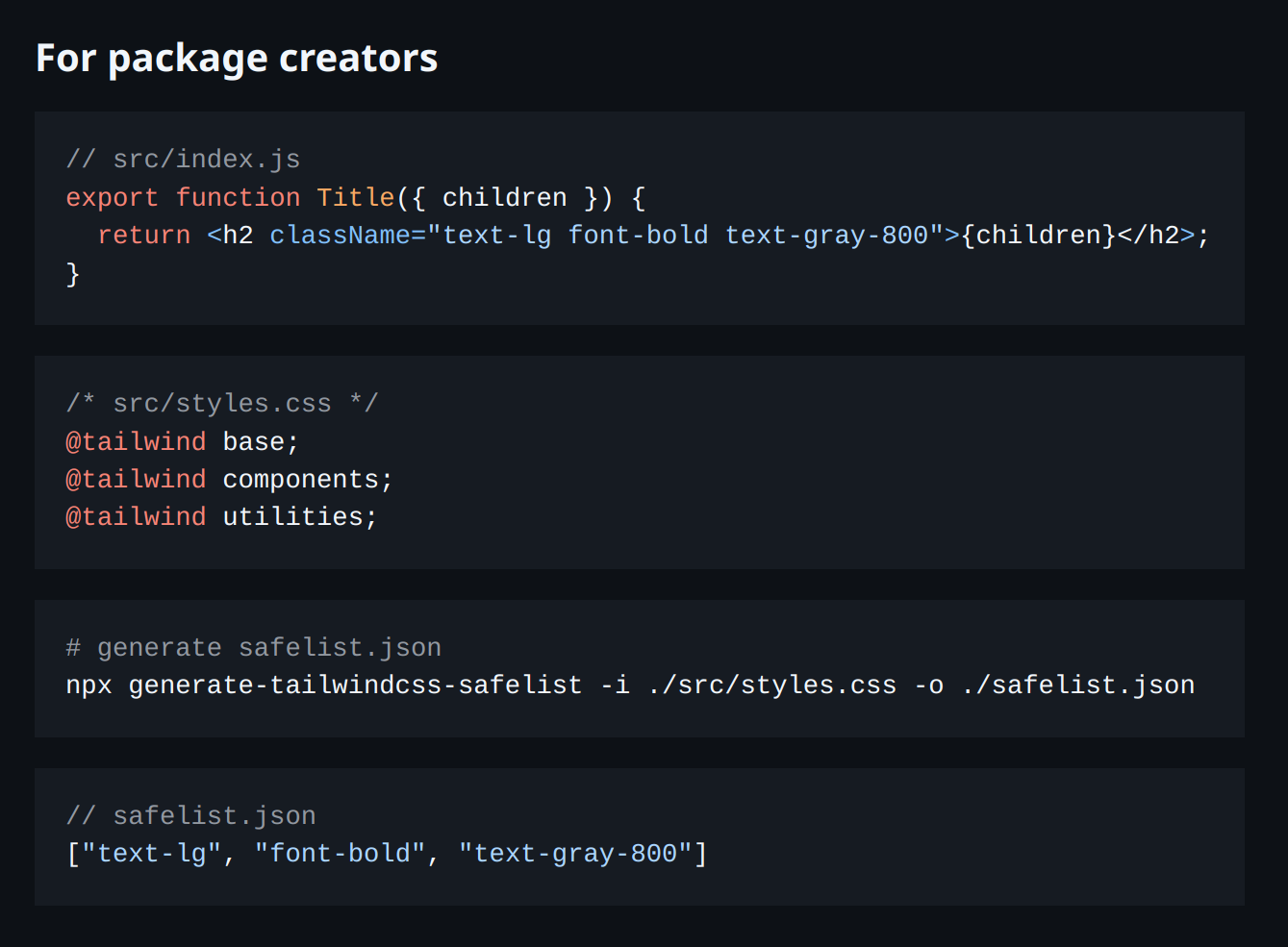 package creators instructions